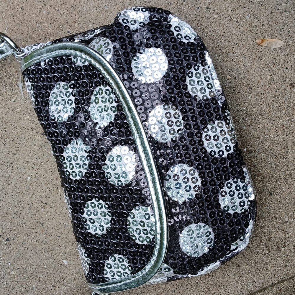 Girls Sequin Crossbody Bag - Black and Silver Polka Dot NWOT